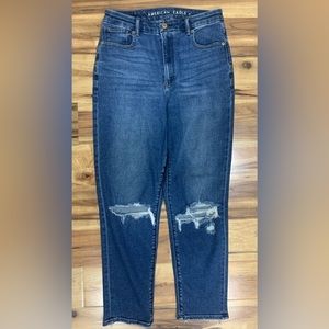 American Eagle Curvy Mom Jeans Distressed Stretch Tapered Denim 8 High Rise